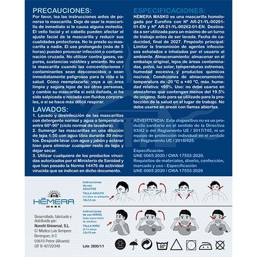 Gris Rejillal | Mascarillas Hemera para Adultos 😷 | Modelo Ebro | UNE 0065